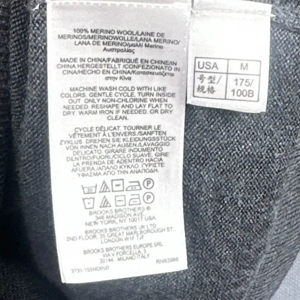 Brooks Brothers Merino Wool Sweater M V-Neck Gray Preppy Ivy League Old Money
